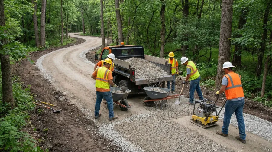 Bike path installation lightweight aggregate process