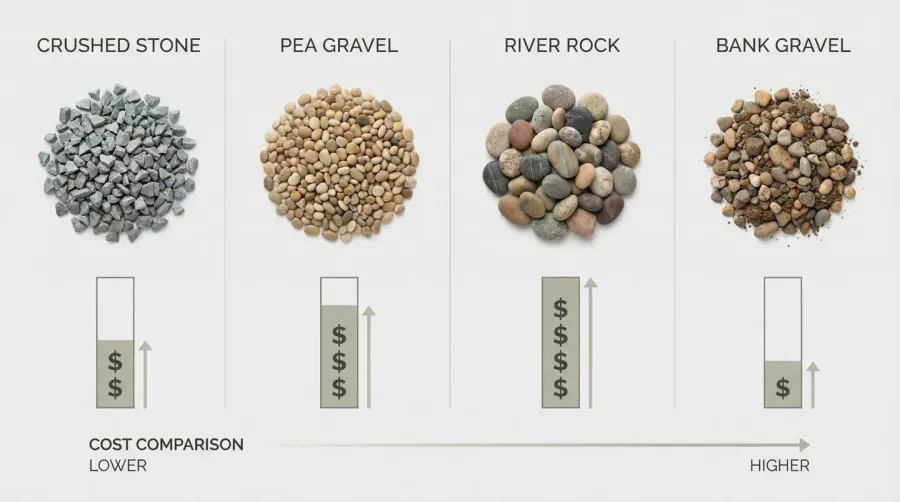 Gravel cost comparison chart showing different types