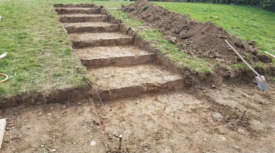 Step by step gravel stair construction sequence