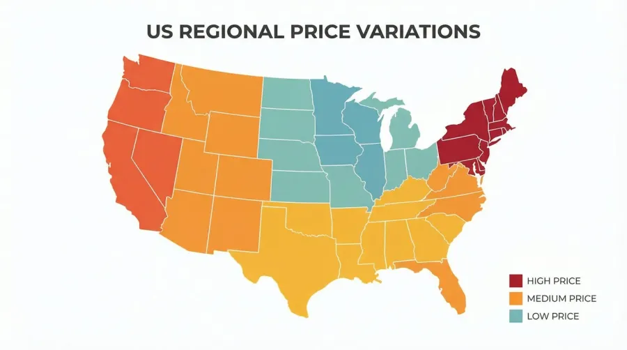 Map showing regional sand price variations