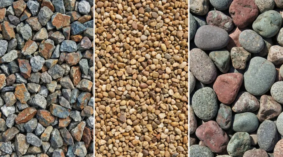 Different gravel types visual comparison
