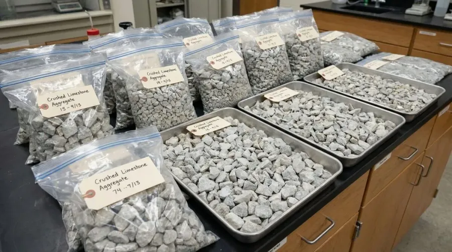 crushed limestone aggregate samples