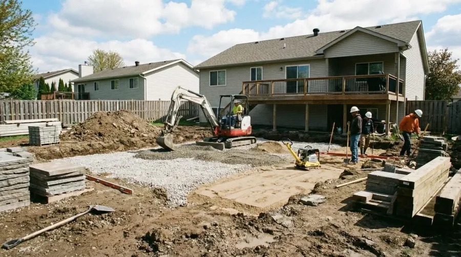 Patio excavation and soil preparation process