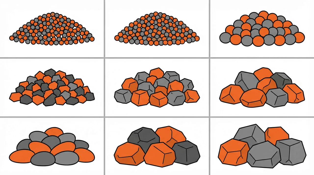 Tabla de Tamaños de Grava con Imágenes Guía Visual Completa de 4mm a 64mm