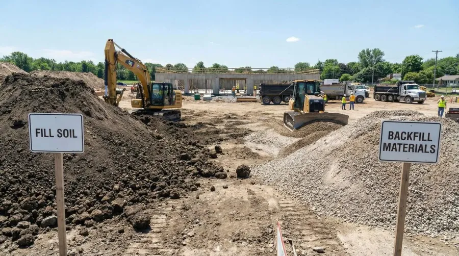Fill soil vs backfill comparison at construction site