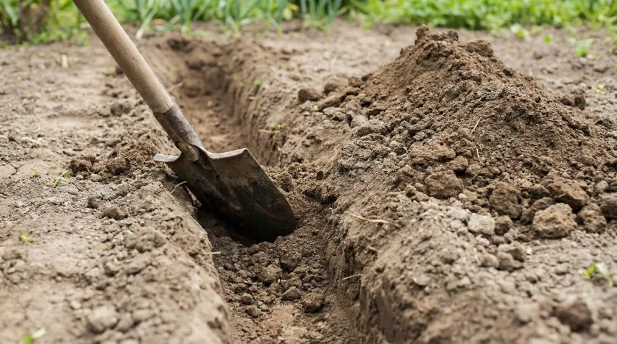 Step-by-step photos showing excavation, edging and gravel installation