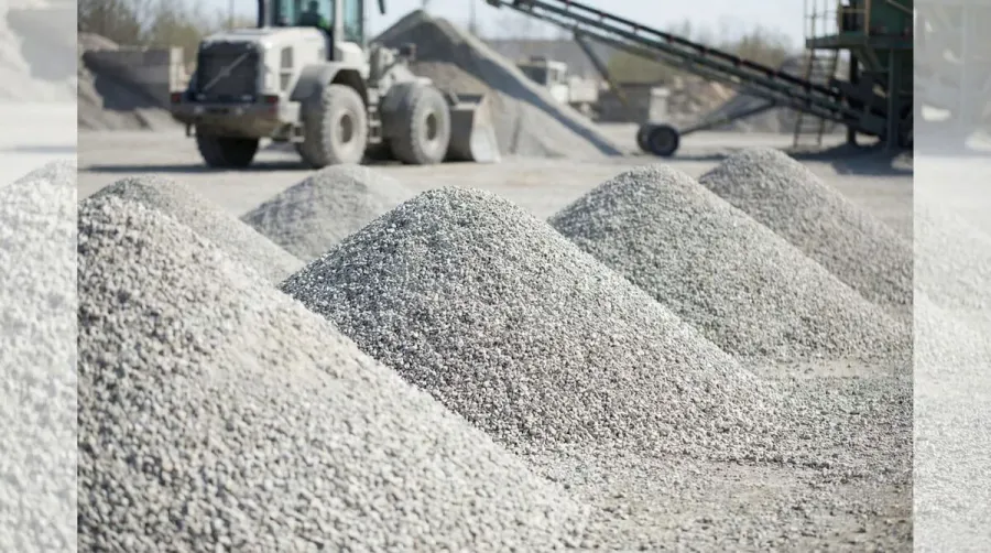 Quality crushed concrete fines displayed in organized piles showing consistent sizing and clean appearance