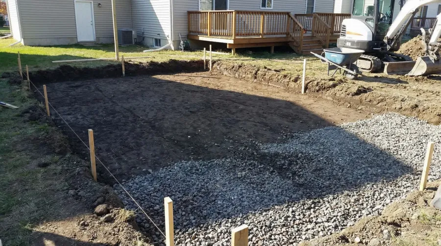 Paver base excavation preparation