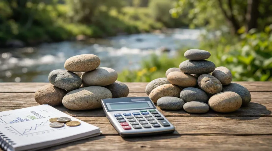 River rock cost comparison chart with calculator