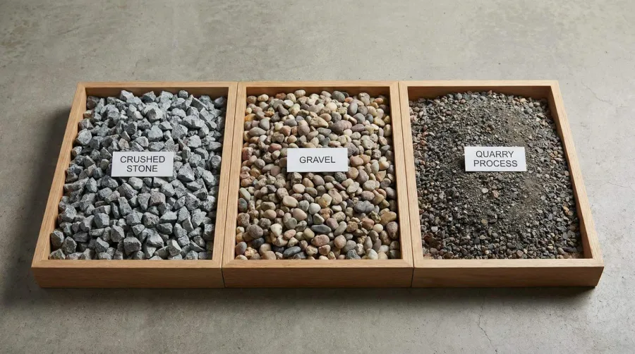 Different aggregate materials comparison