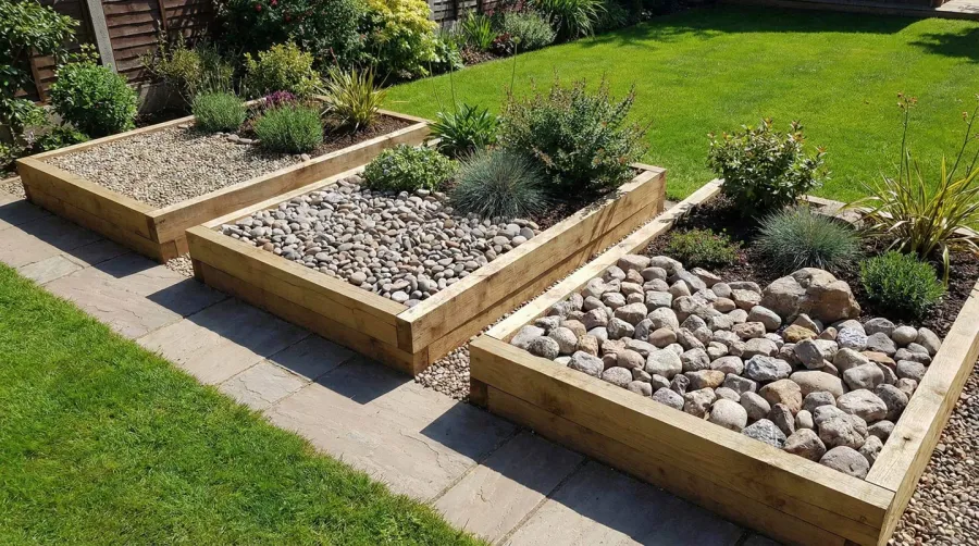 Different gravel sizes in garden beds