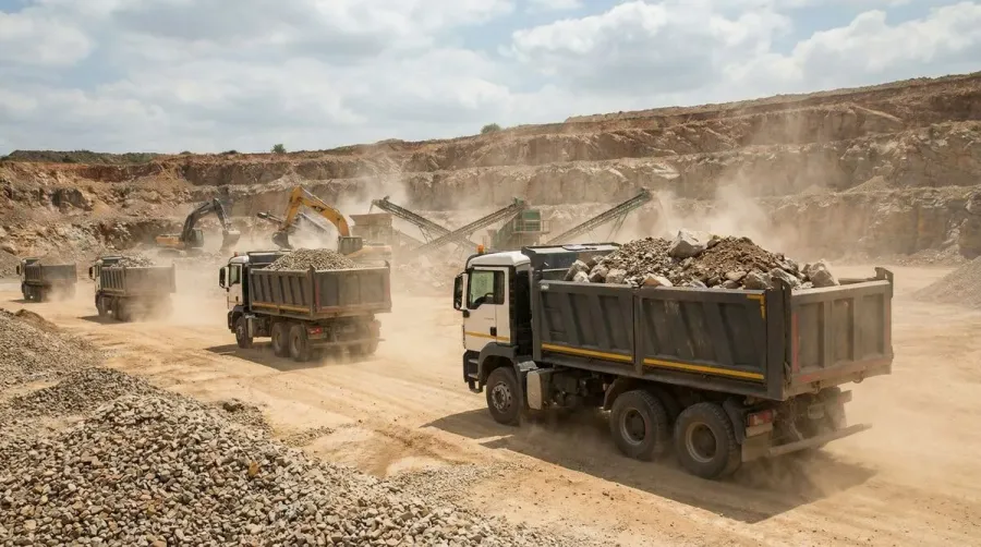 Stone quarry trucks and delivery transportation