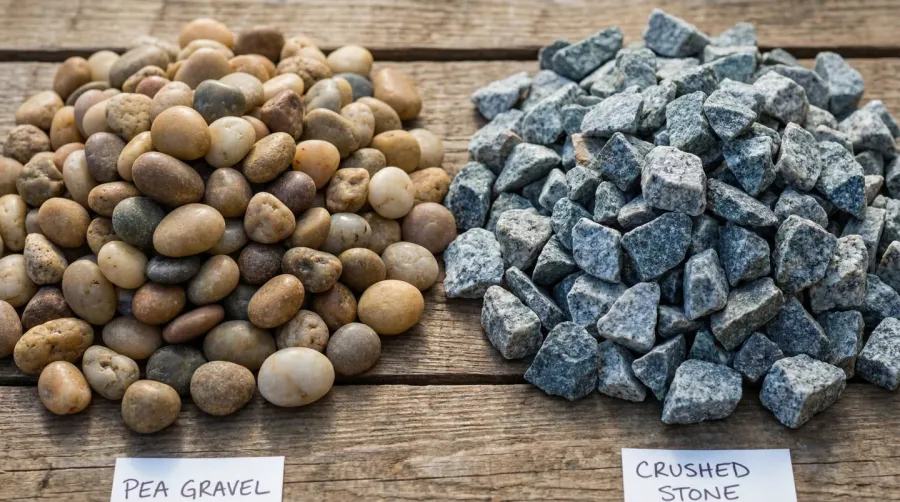 Comparison of pea gravel versus crushed stone samples