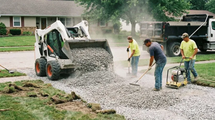 Crushed concrete driveway installation process