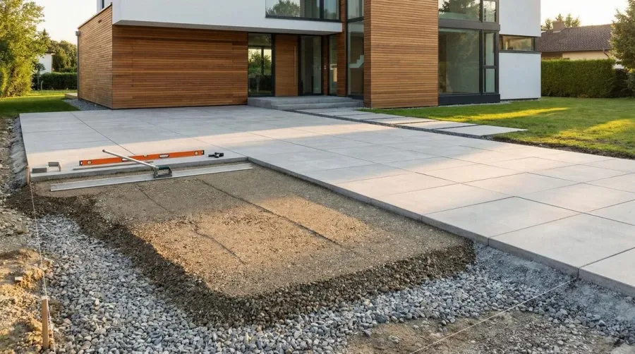 Professional driveway with proper aggregate base foundation