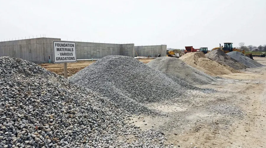 Crushed rock foundation construction materials
