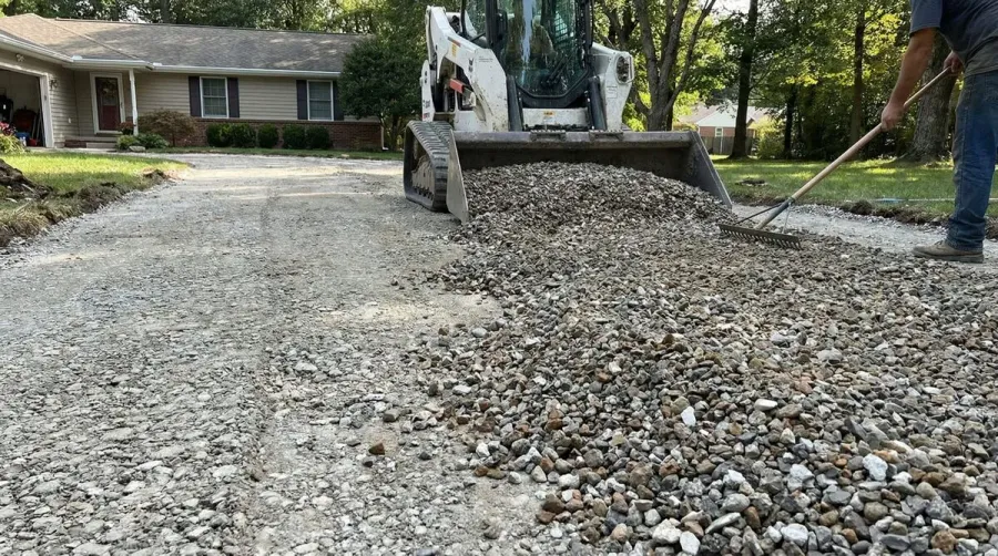 Crushed concrete driveway installation showing texture and appearance