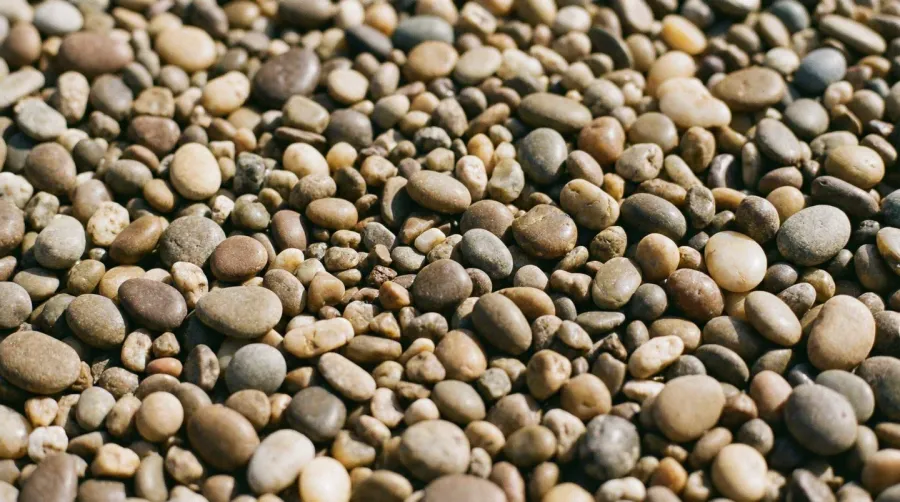 close-up view of pea gravel texture showing smooth rounded stones