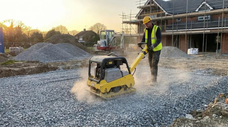 Quarry process installation with compaction equipment