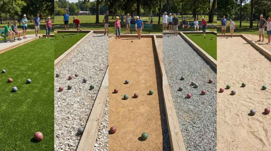 Different bocce court surface materials comparison