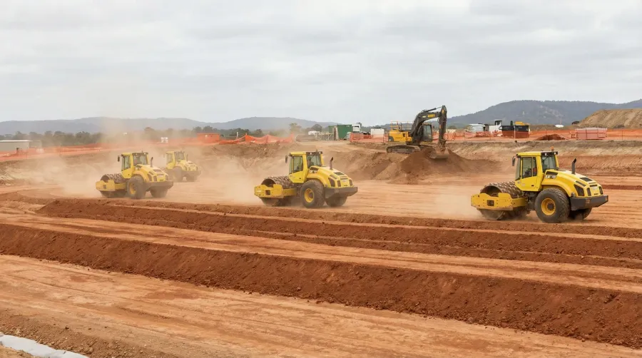 construction site showing fill dirt being used as foundation base
