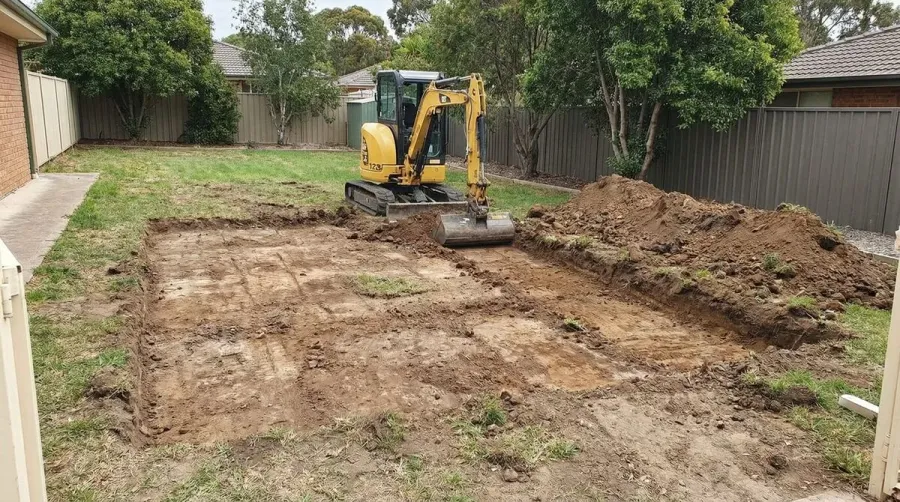 Crushed concrete driveway installation process showing step by step stages