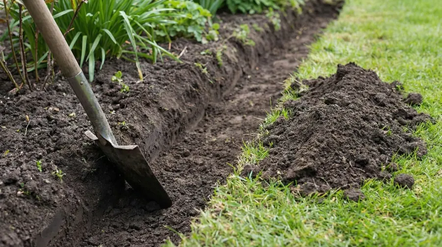 Step by step installation process showing excavation stone placement and compaction