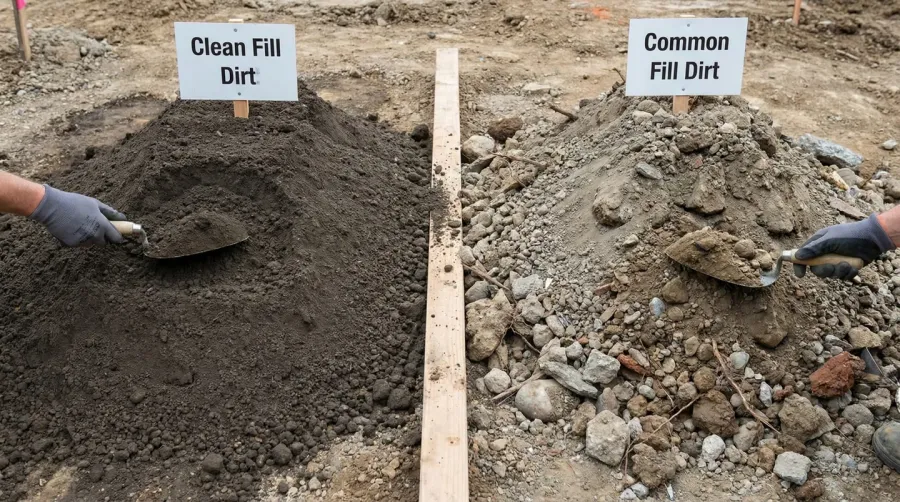 Comparison of different types of fill dirt - clean versus common fill dirt