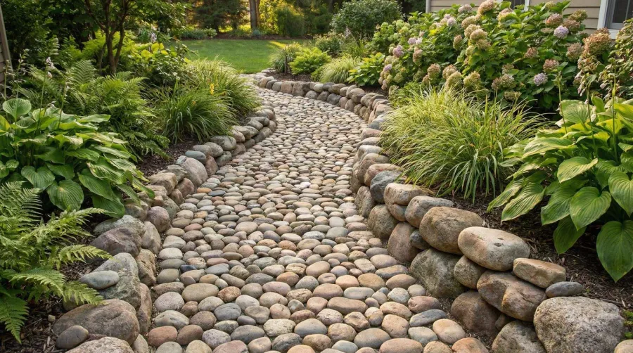 River Rock Landscaping Installation Beautiful Garden Pathway