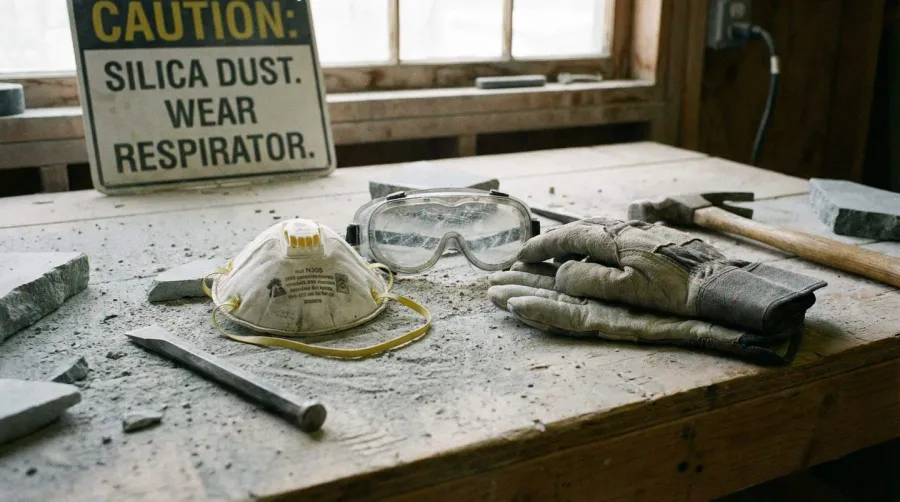 Safety equipment for stone dust handling