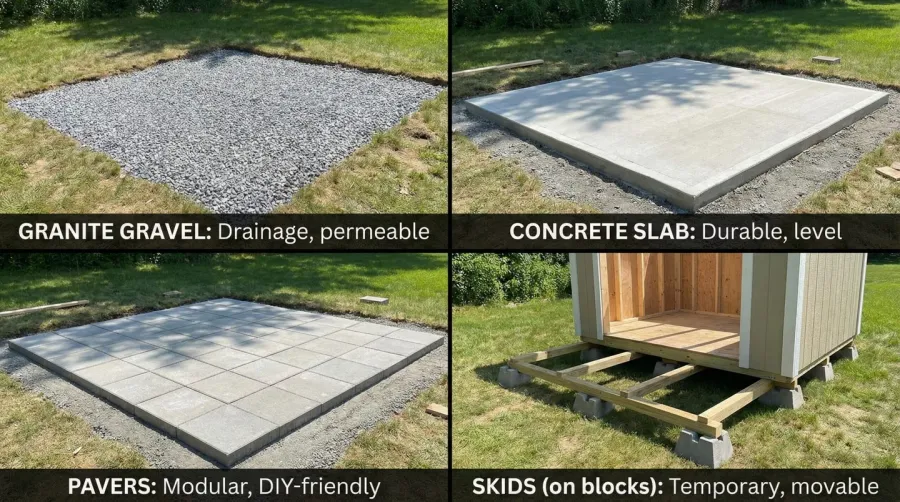 Comparison table of shed foundation options