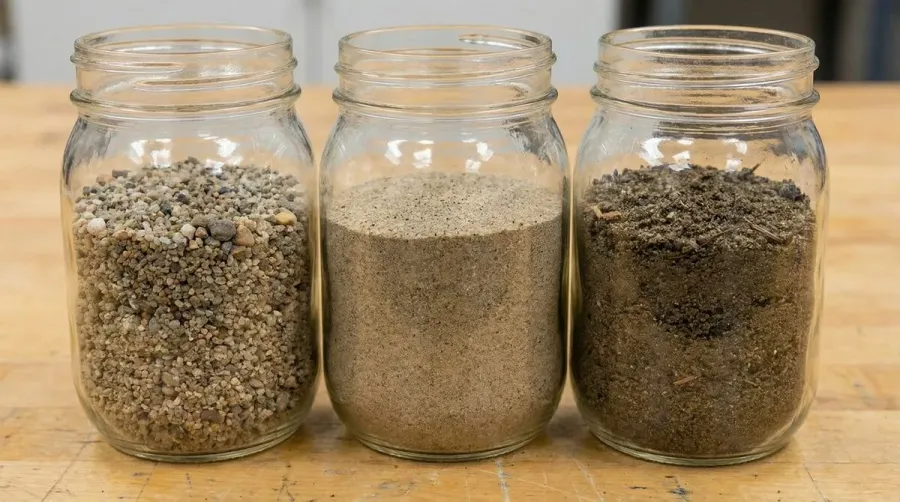 Different types of sand samples comparison