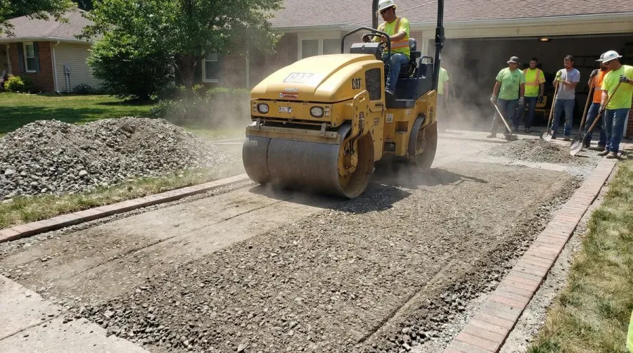 Crushed Concrete Compaction Process Driveway