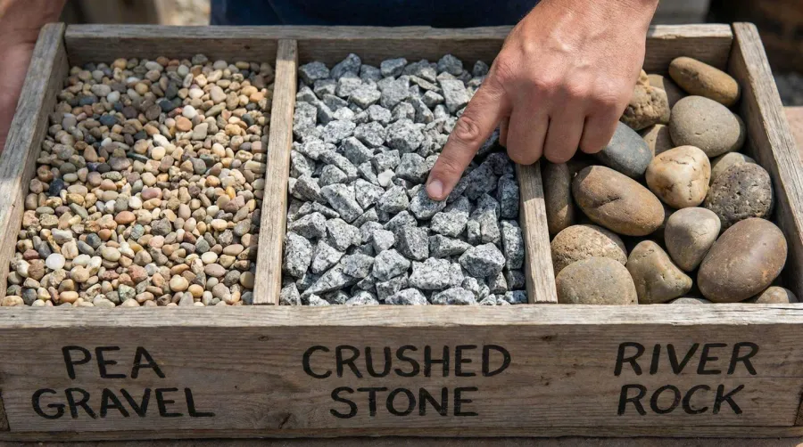 Comparison Of Different Gravel Types Showing Size And Shape Differences