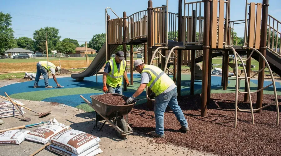 Playground base material installation process