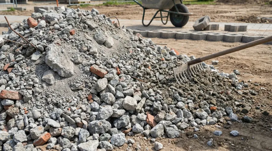 Crushed concrete aggregate materials for paver base installation