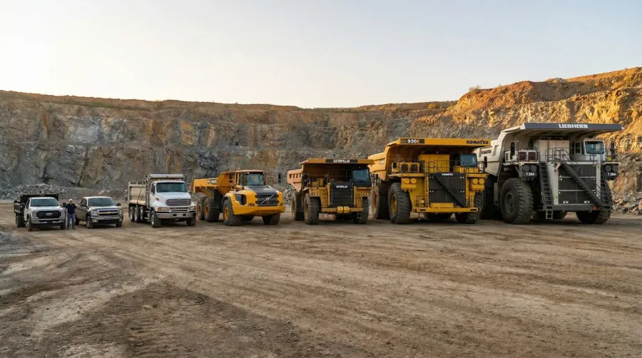 Comparison of different dump truck sizes side by side