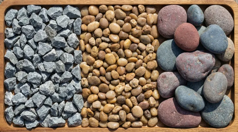 Comparison of crushed stone, pea gravel and river rock materials