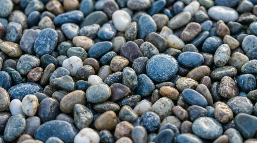 Close-up of clean washed gravel showing smooth, dust-free surface