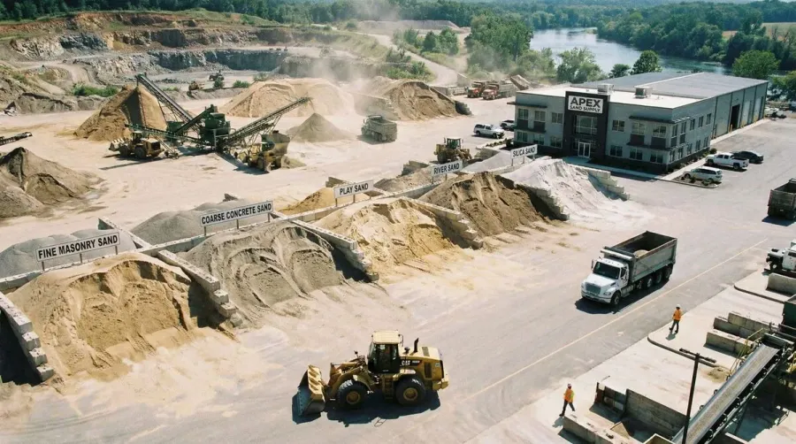 Professional sand supplier facility with different sand types