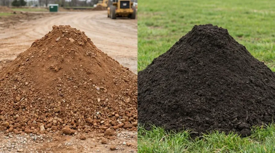 Comparison of fill dirt from Ace Hardware and Hello Gravel side by side