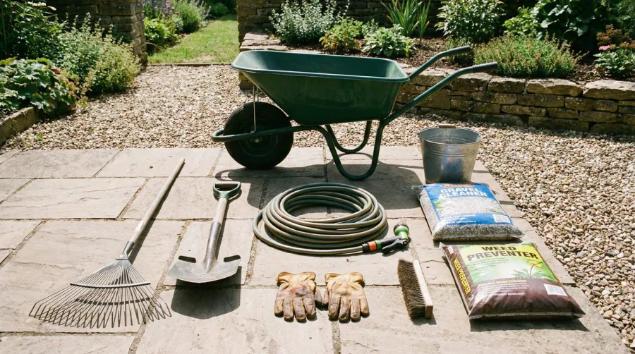 Gravel cleaning tools laid out