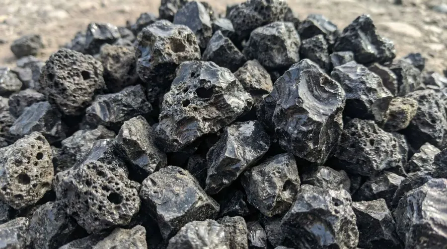close-up view of slag aggregate showing its distinctive dark color and angular texture