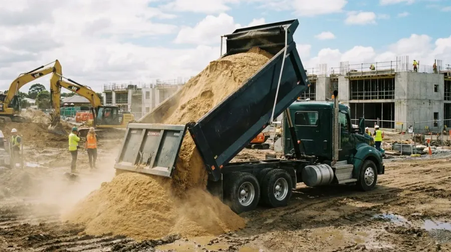 Sand Delivery Truck Project Site