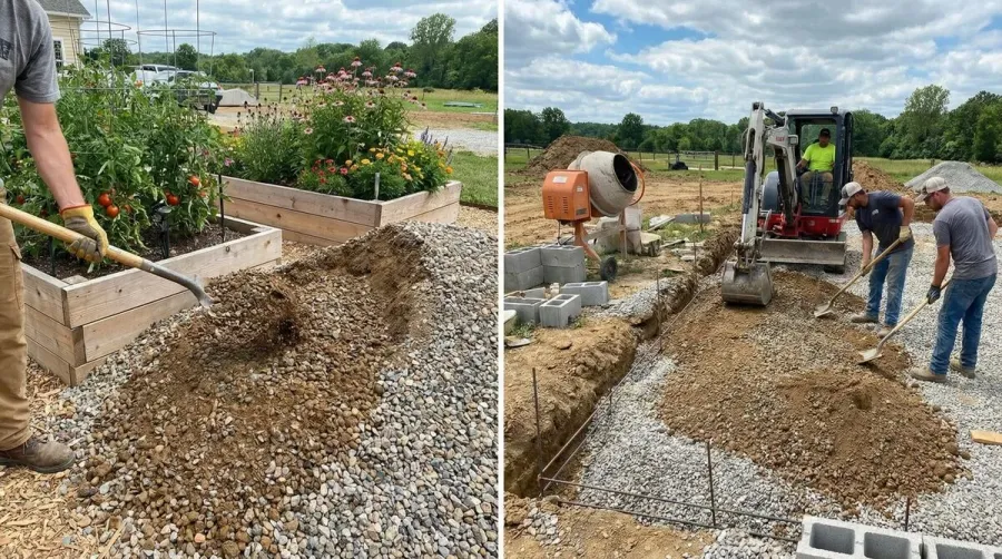 Gravel and dirt mixture for garden and construction applications