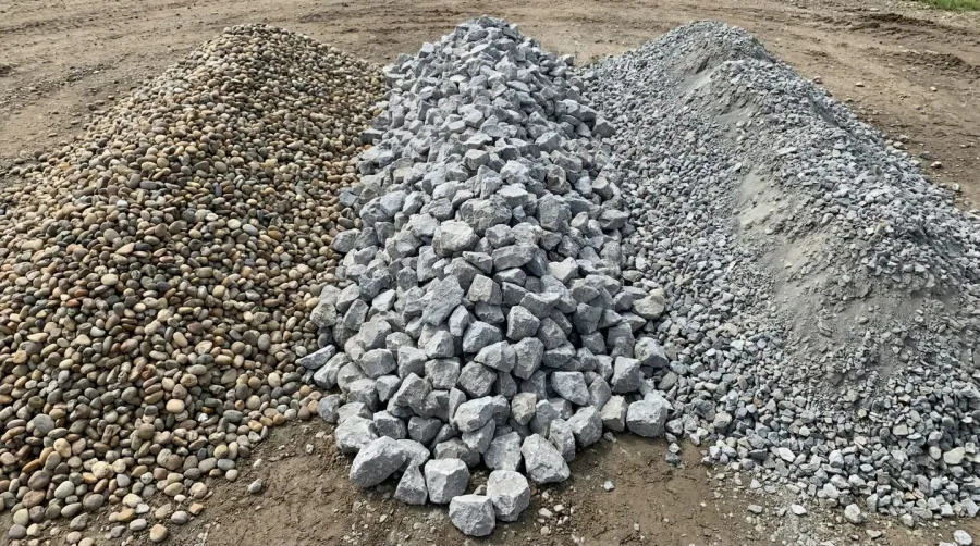 Different types of gravel samples comparison