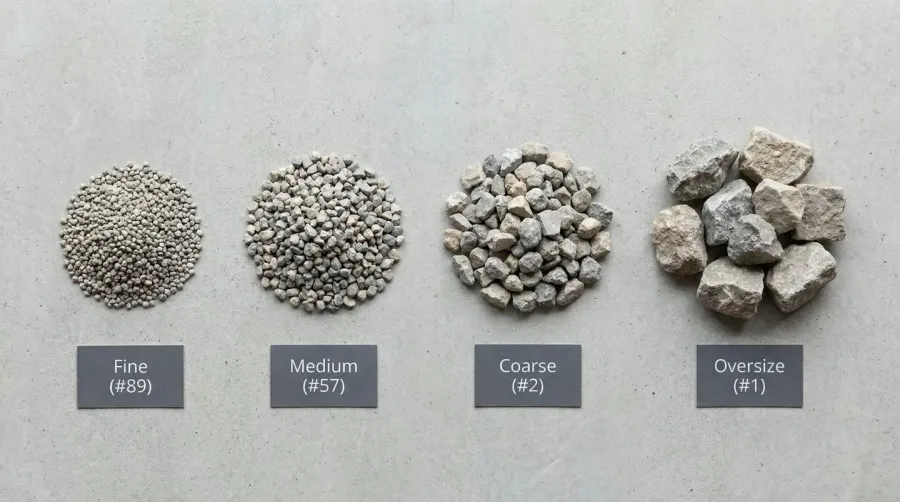 Limestone gravel numbering system visual guide