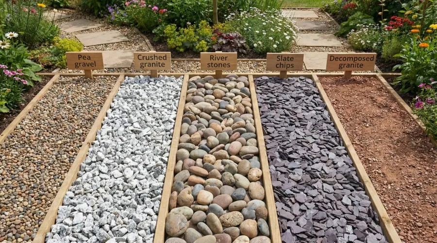 comparison_of_different_gravel_types_in_garden_setting