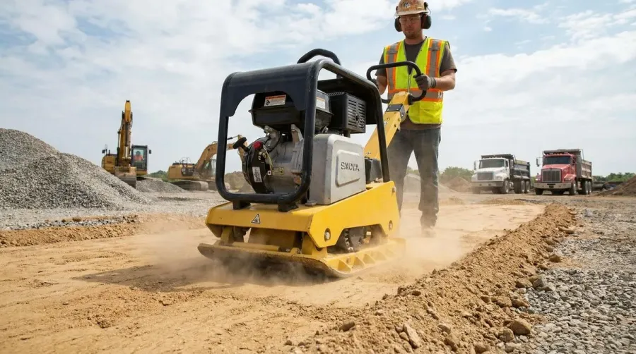 Decomposed granite compaction with plate compactor