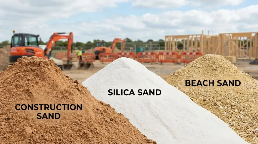 Sand bulk pricing guide 2026 featured image showing different types of sand